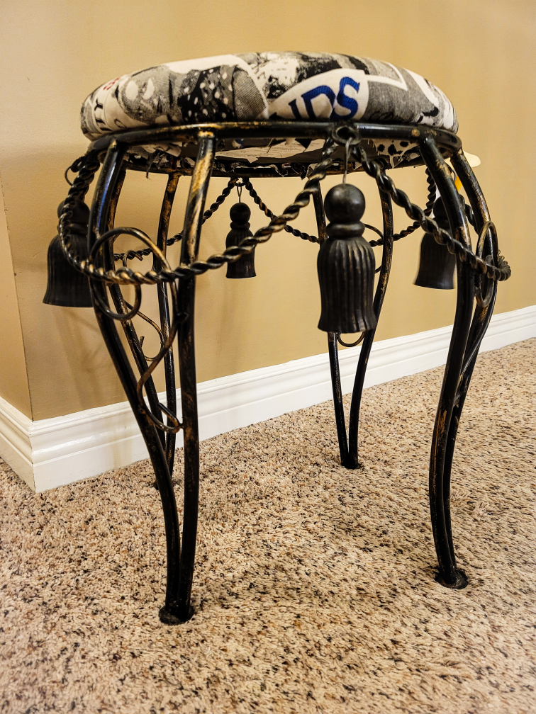 Vintage Wrought Iron Vanity Stool - photo 3