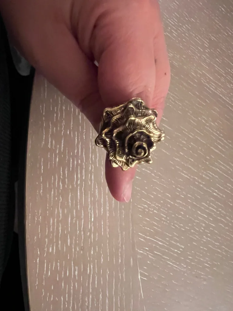 "LUCKY" Brand Antiqued Gold Tone Conch Sea Shell Spiral Ring image indicator(2)