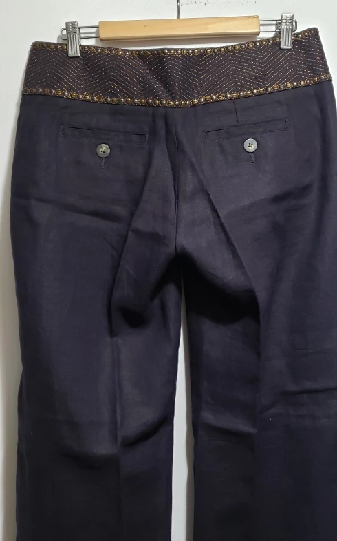 Anthropologie linen 0ants with decorative waist - photo 4