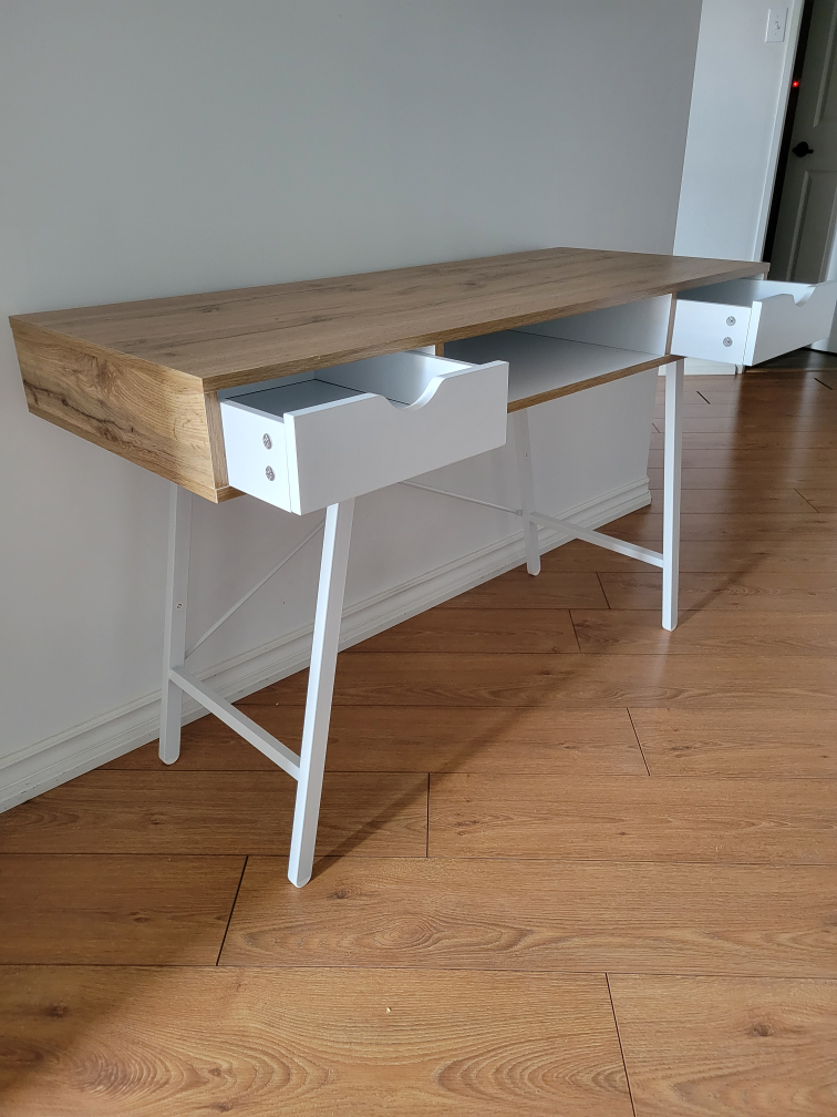 White Wood Desk with Two Drawers - photo 2