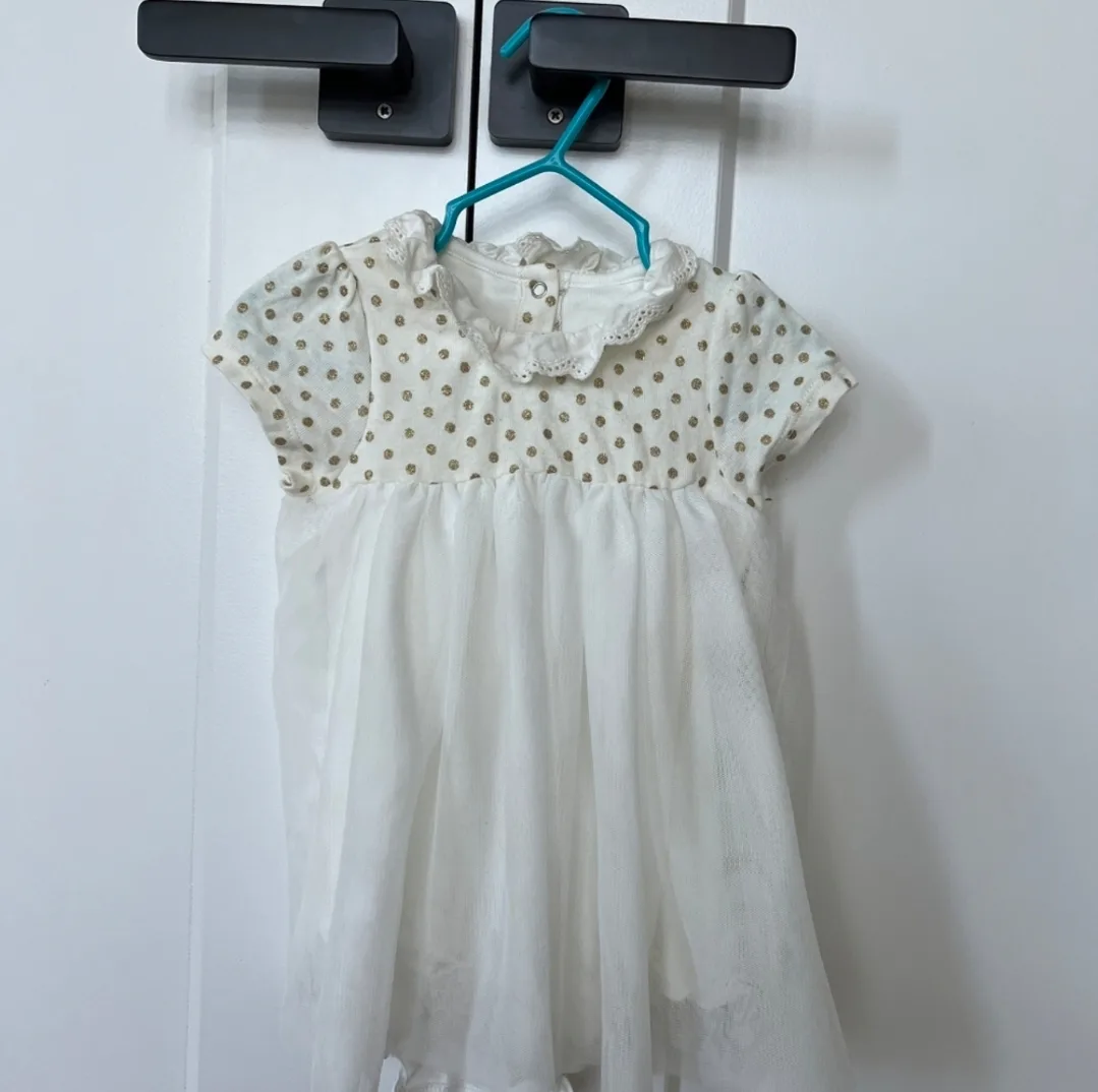 Petit Bateau Baby Girls' Cotton and Linen Bodysuit/Dress 3-6M image indicator(2)