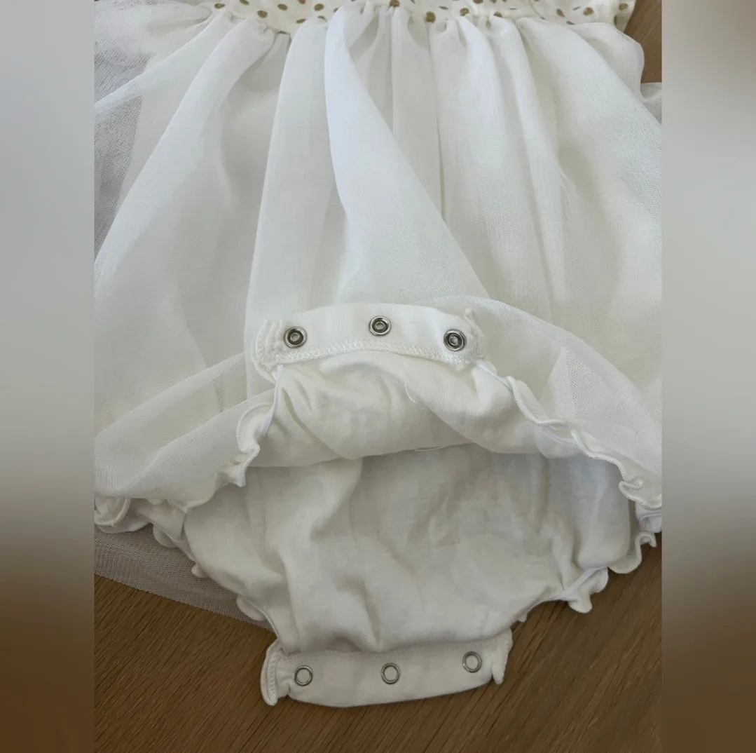 Petit Bateau Baby Girls' Cotton and Linen Bodysuit/Dress 3-6M image indicator(3)