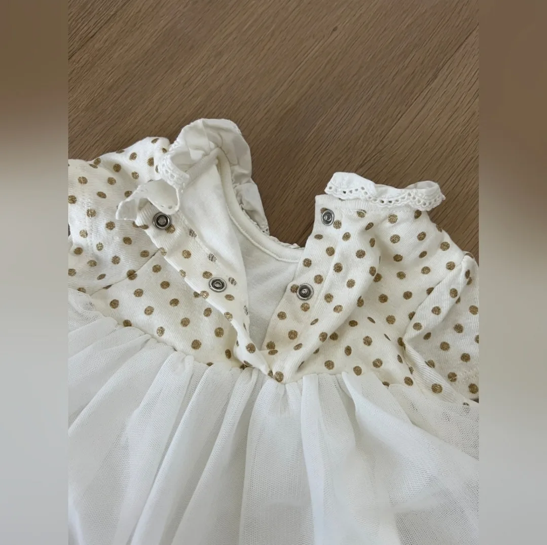 Petit Bateau Baby Girls' Cotton and Linen Bodysuit/Dress 3-6M image indicator(4)