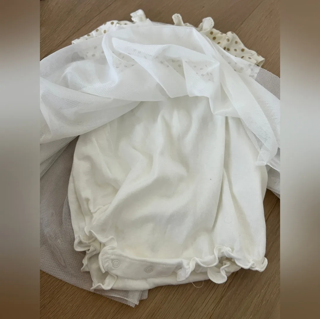 Petit Bateau Baby Girls' Cotton and Linen Bodysuit/Dress 3-6M image indicator(5)