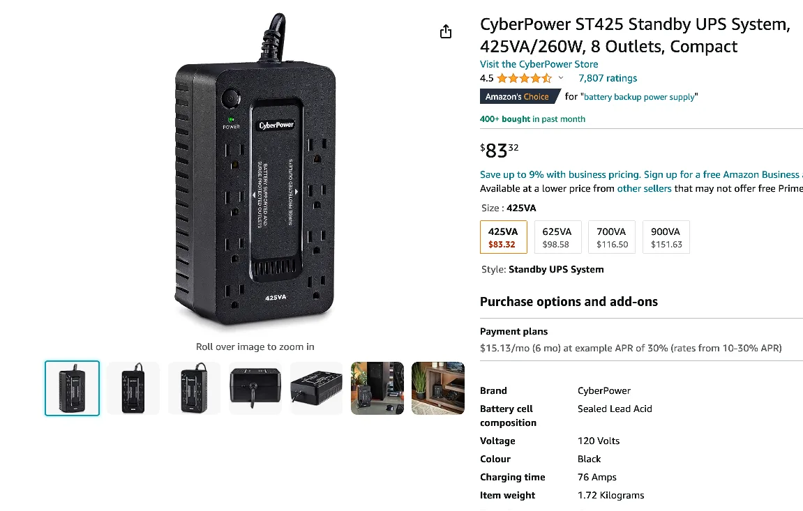 BNIB Portable Battery Backup CyberPower ST425 image indicator(2)