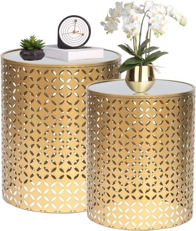 Gold Metal End Tables Set of Two