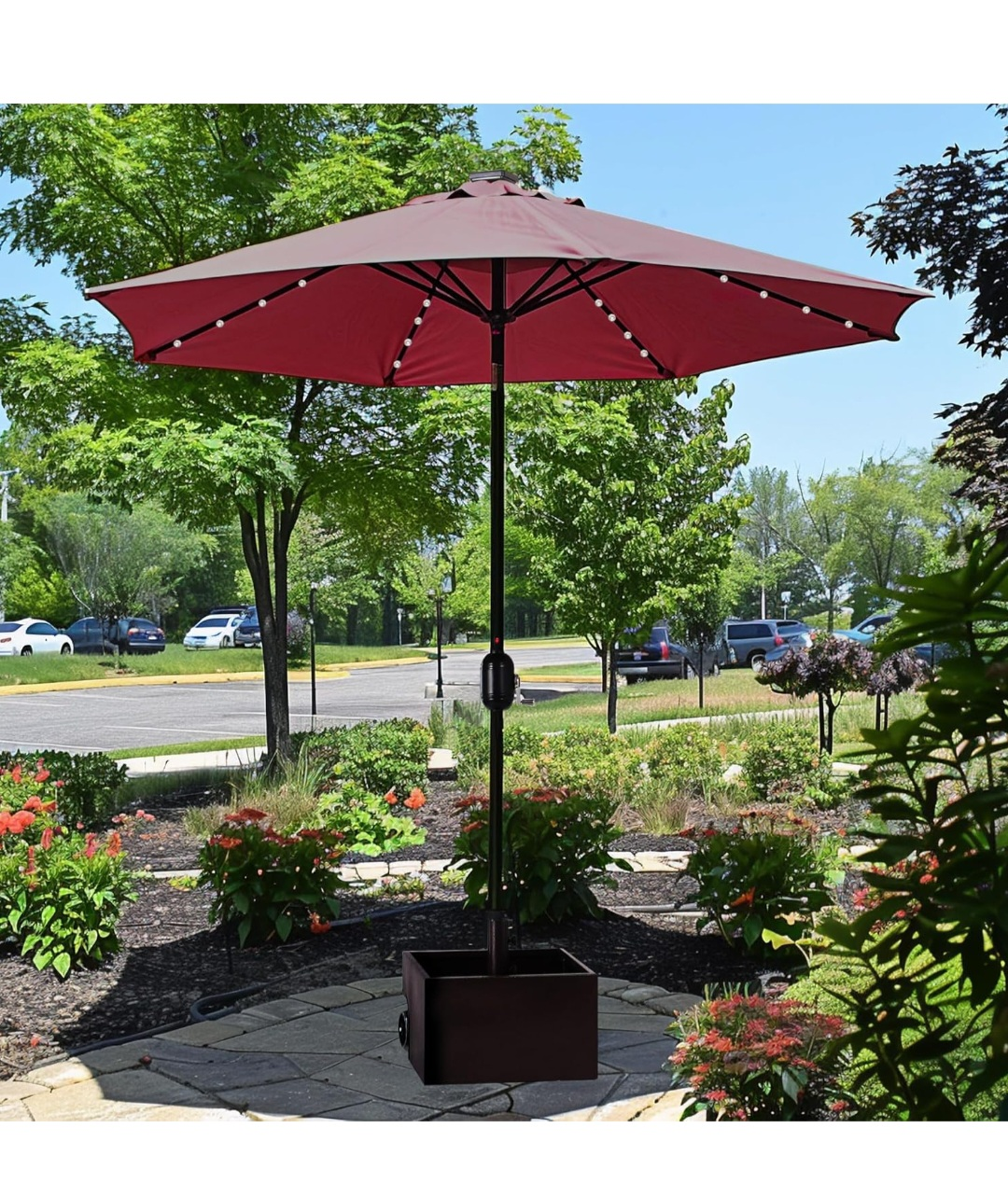 9ft Patio Umbrella with Solar LED Lights - photo 3