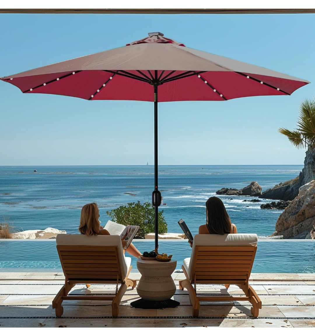 9ft Patio Umbrella with Solar LED Lights - photo 4