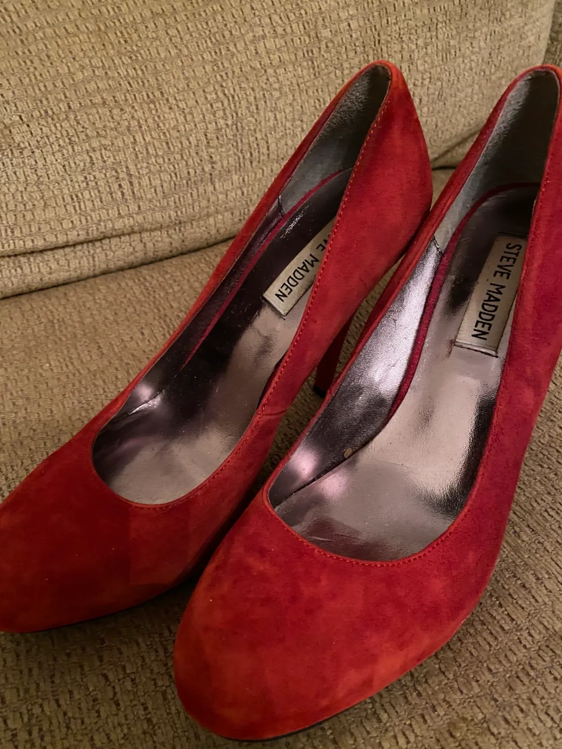 Steve Madden Red Suede Heels image indicator(3)
