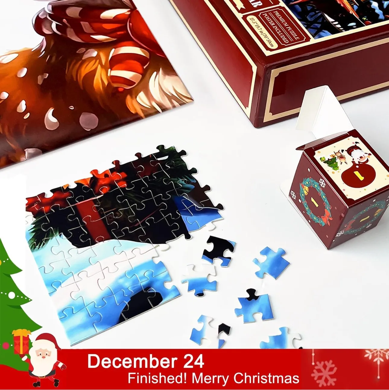 New* Christmas Advent Holiday Jigsaw Puzzle,24 Boxes image indicator(3)