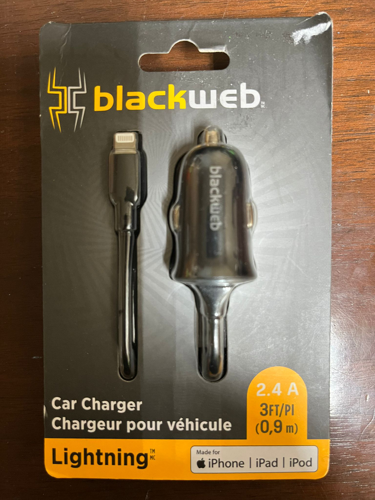 Blackweb Car Charger with Lightning Cable