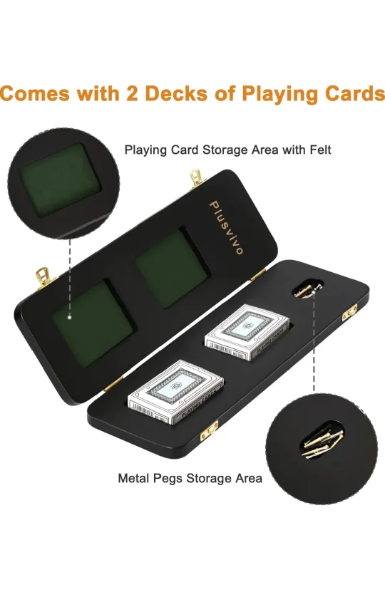 Cribbage Board Game Set with 9 Metal Pegs image indicator(3)
