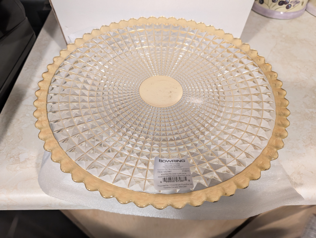Bowring Glass Cake Stand with Gold Trim