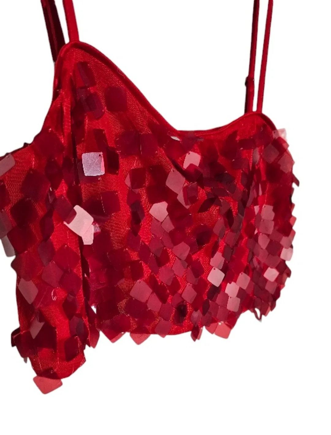 Swiftie Red Sequin Crop Top by House of Harlow image indicator(3)