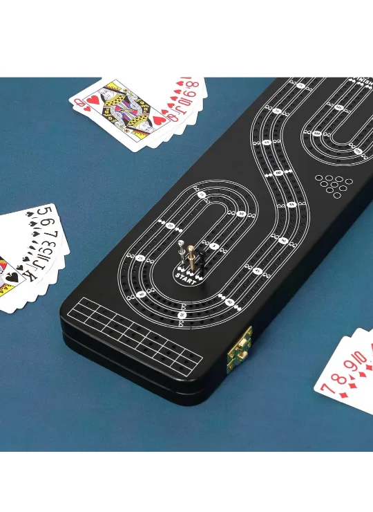 Cribbage Board Game Set with 9 Metal Pegs image indicator(5)