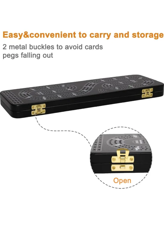 Cribbage Board Game Set with 9 Metal Pegs image indicator(6)
