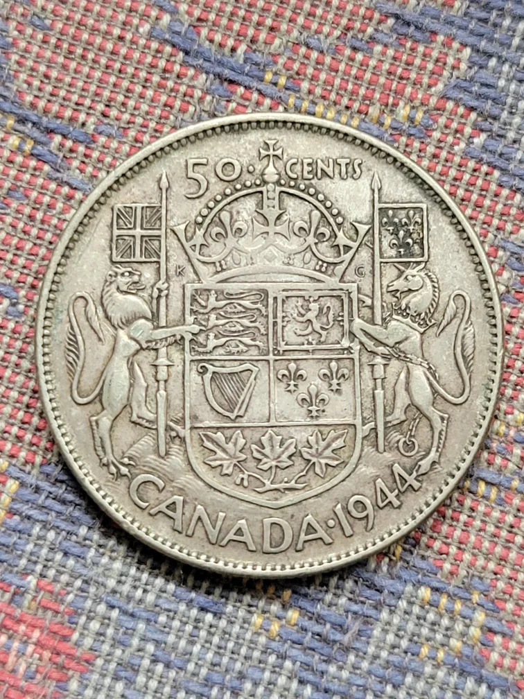 1944 Canadian 50 Cent Silver Coin thumbnail
