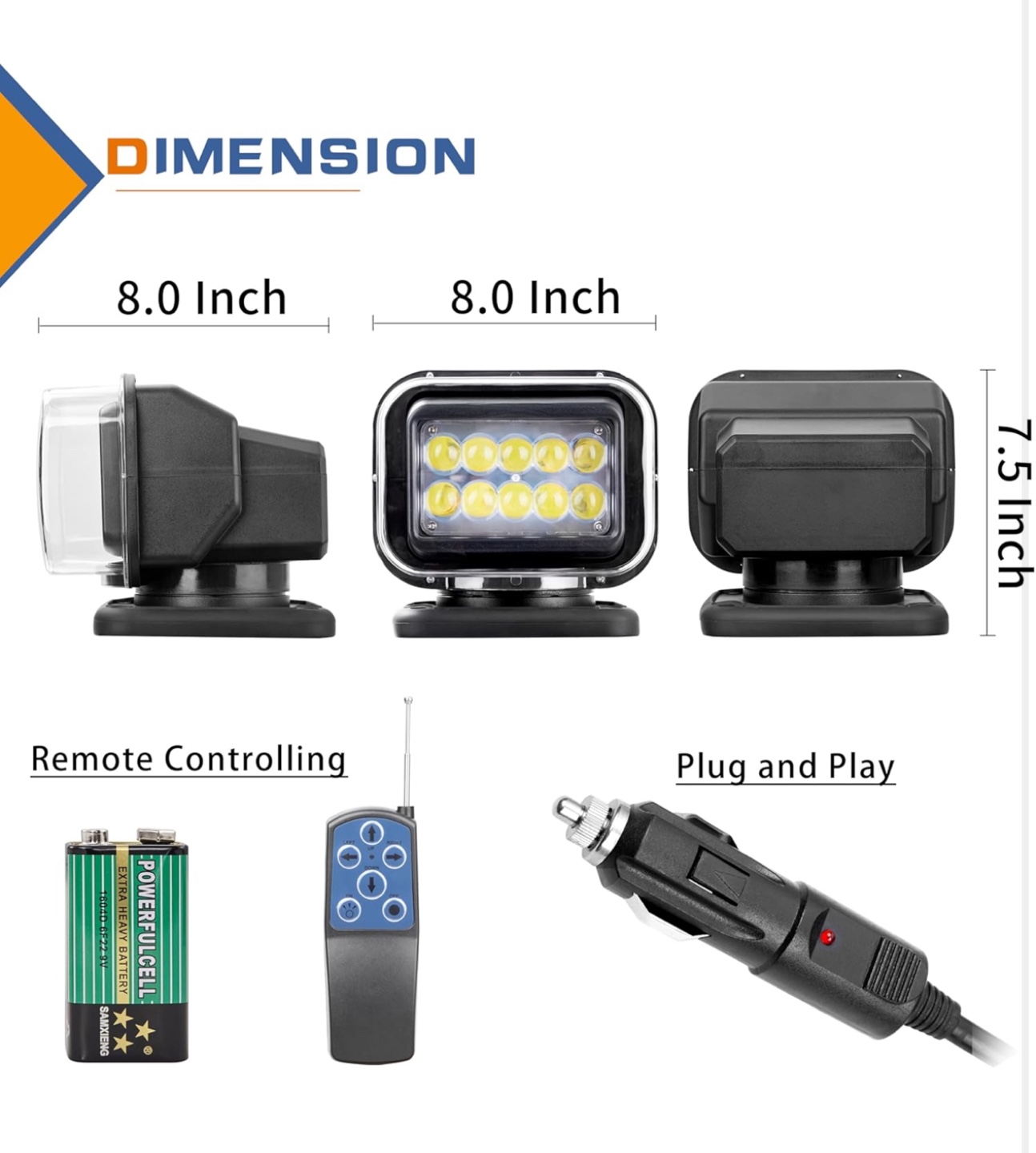 Remote Controlled Magnetic LED Searchlight - photo 2