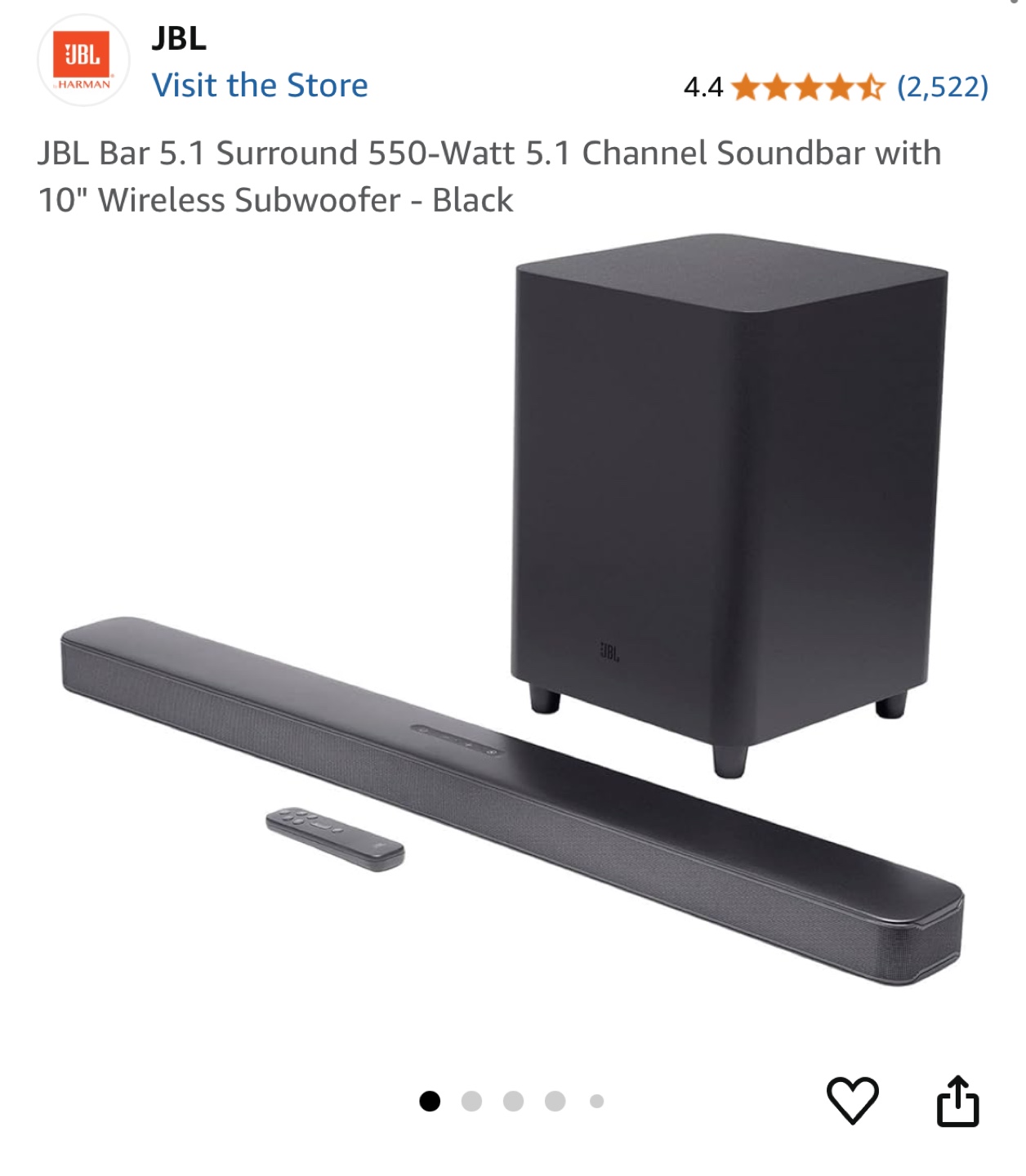 JBL 5.1 Channel Soundbar with Wireless Subwoofer - photo 2