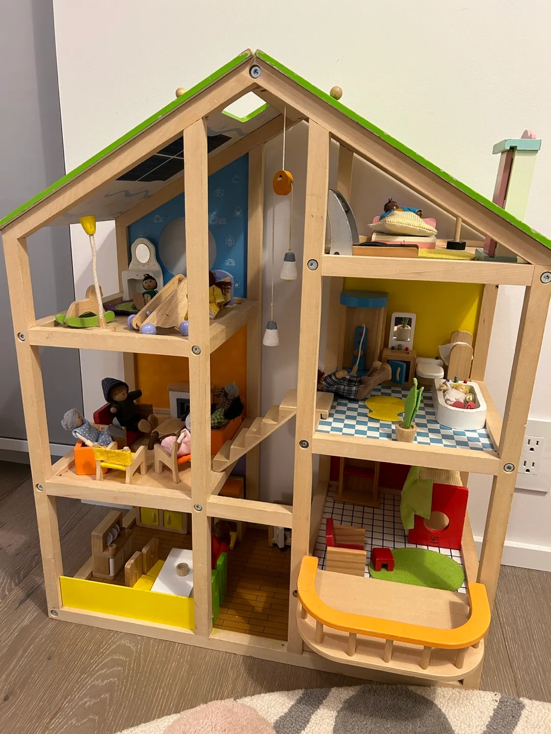 Hape Wooden Dollhouse with Furniture, Accessories and Characters thumbnail
