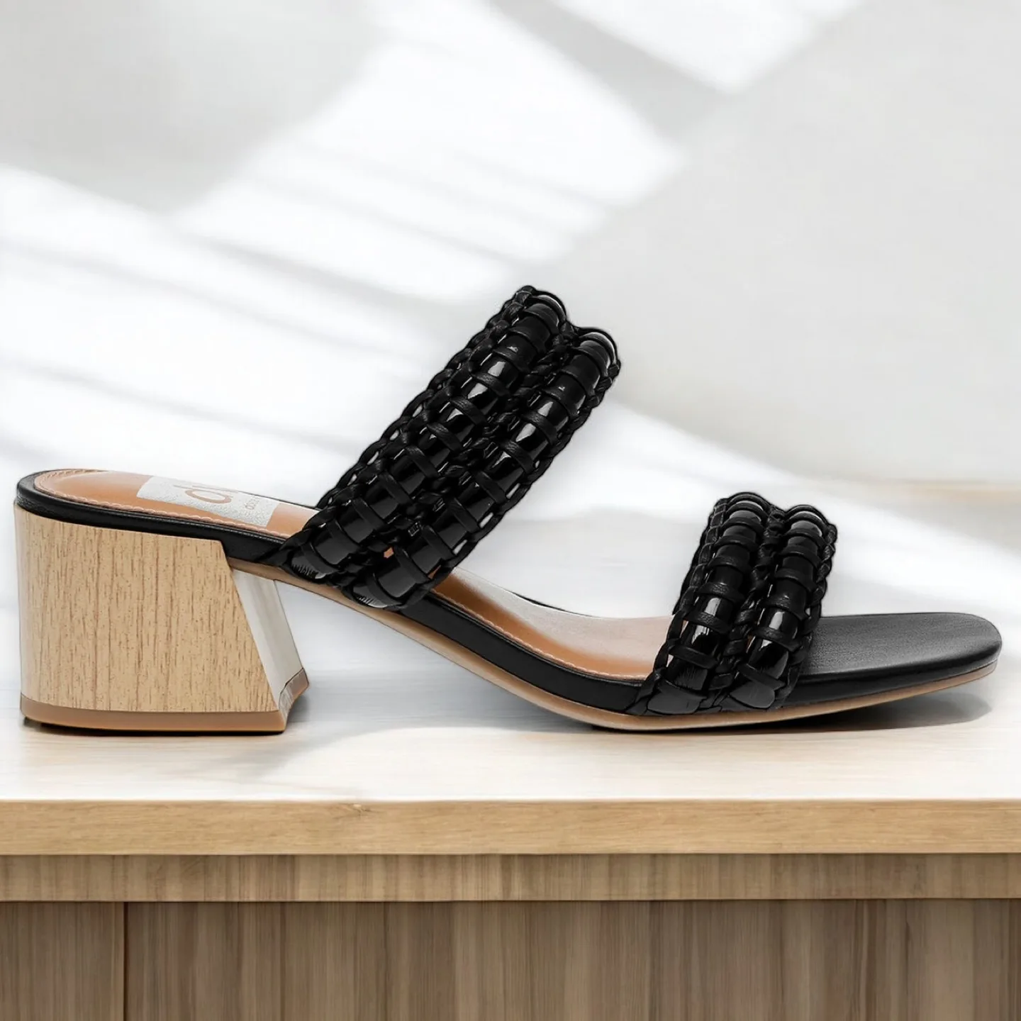 New. Dolce Vita Black Woven Block Heel Sandals image indicator(3)