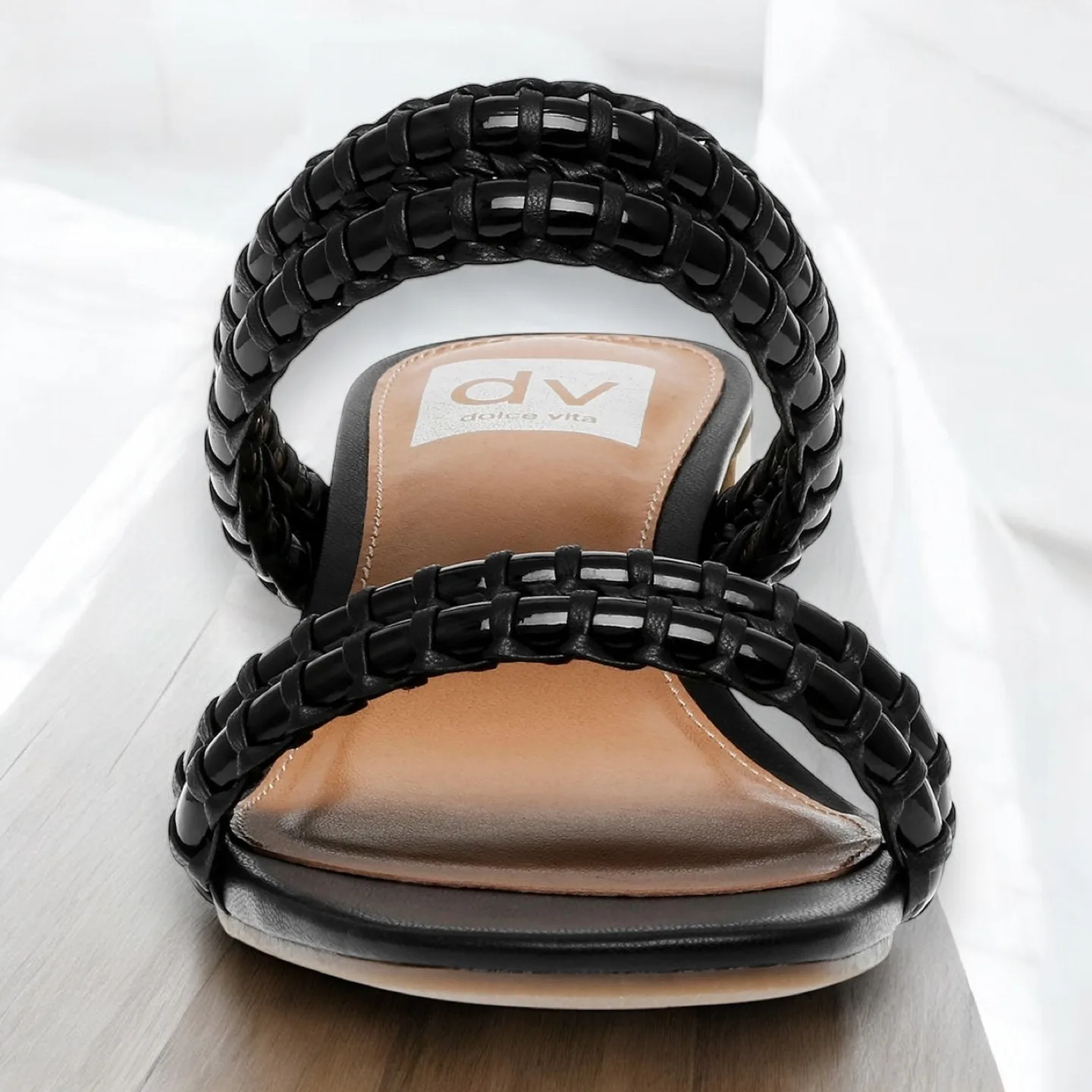 New. Dolce Vita Black Woven Block Heel Sandals image indicator(5)