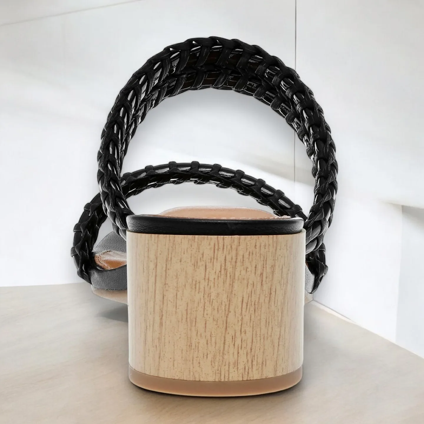 New. Dolce Vita Black Woven Block Heel Sandals image indicator(4)