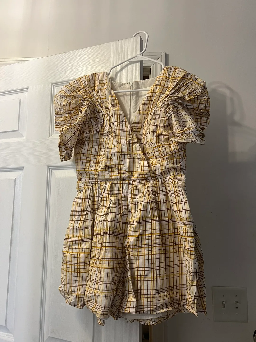 Yellow and Brown Plaid Romper thumbnail