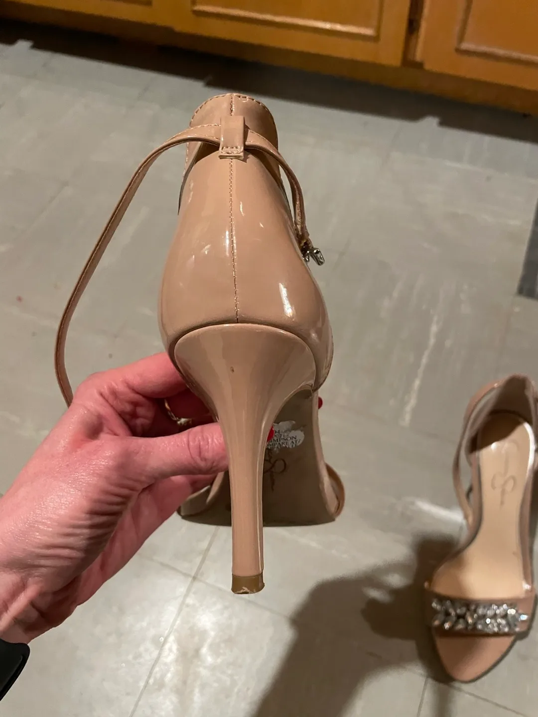 Jessica Simpson Nude Rhinestone Heeled Sandals image indicator(5)