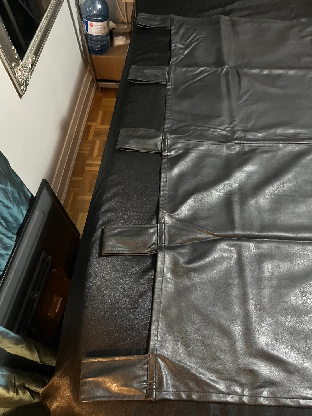 Black Faux Leather Curtains 2 panels #ThriftyPicks image indicator(2)