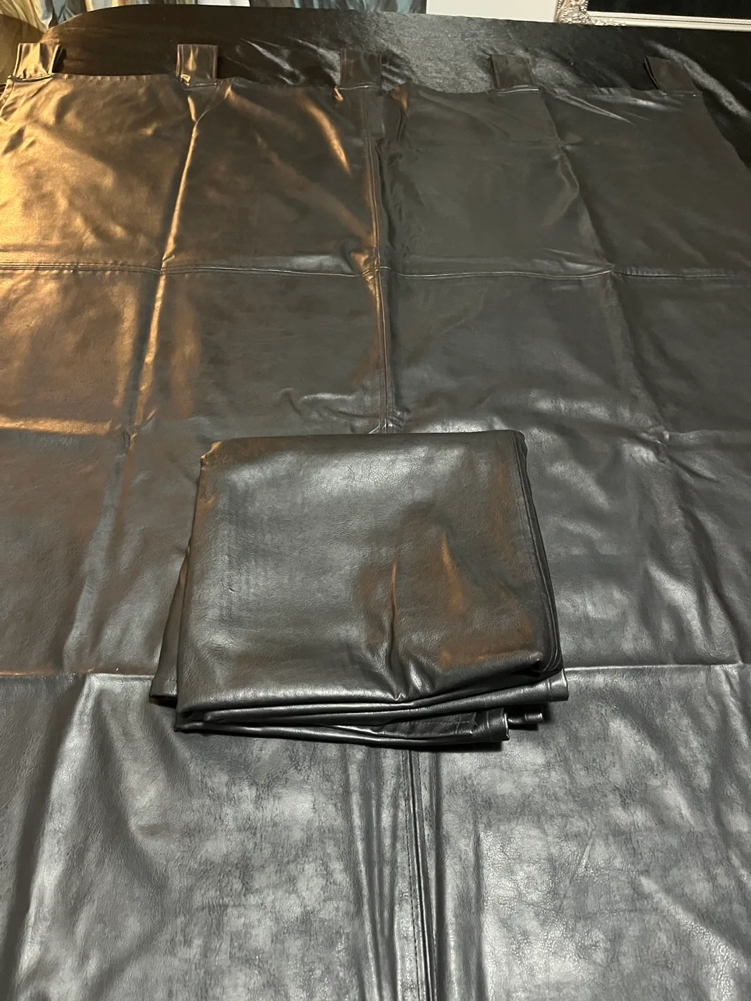 Black Faux Leather Curtains 2 panels #ThriftyPicks image indicator(6)