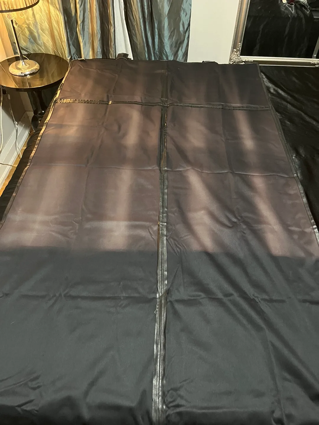 Black Faux Leather Curtains 2 panels #ThriftyPicks image indicator(7)