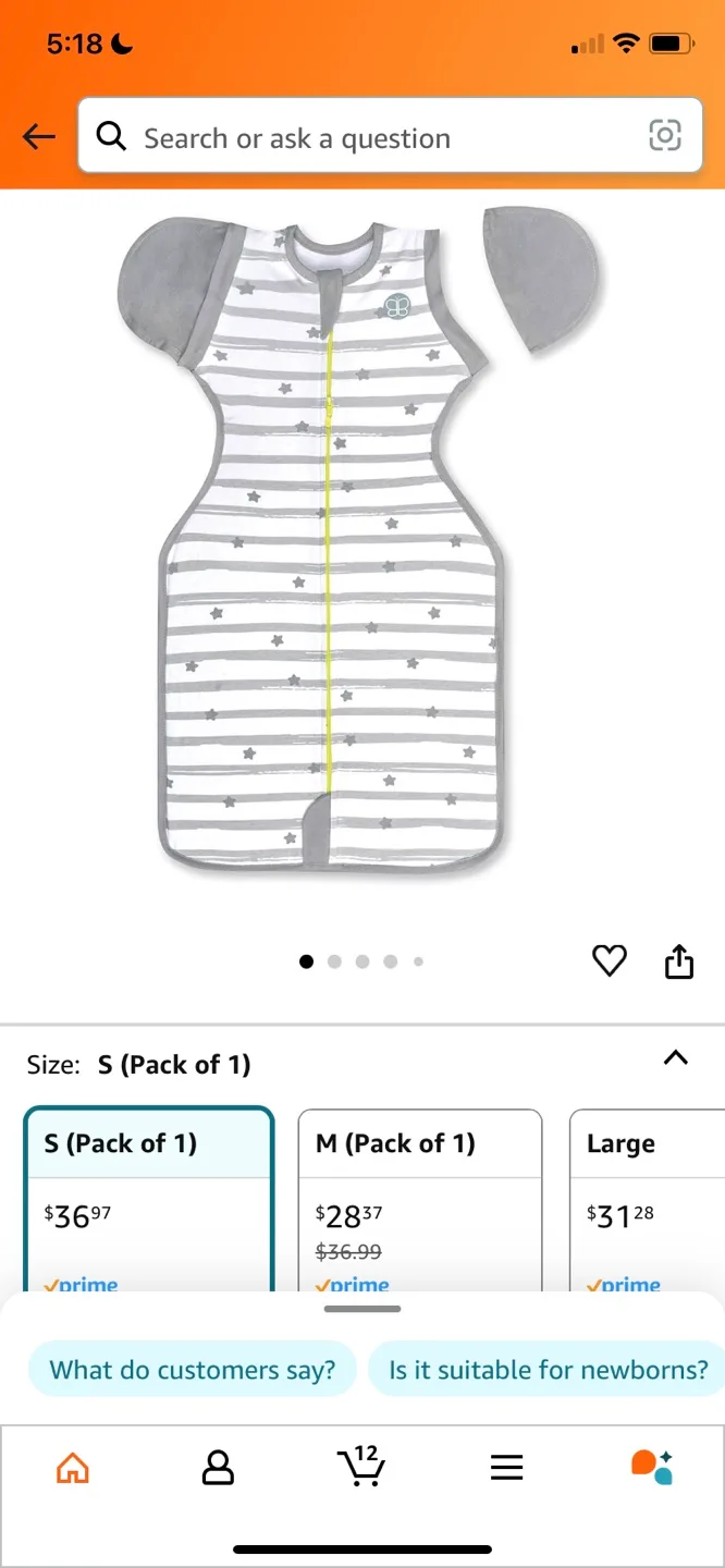 Baby Sleep Sack Swaddle w/ zipper removable arms thumbnail