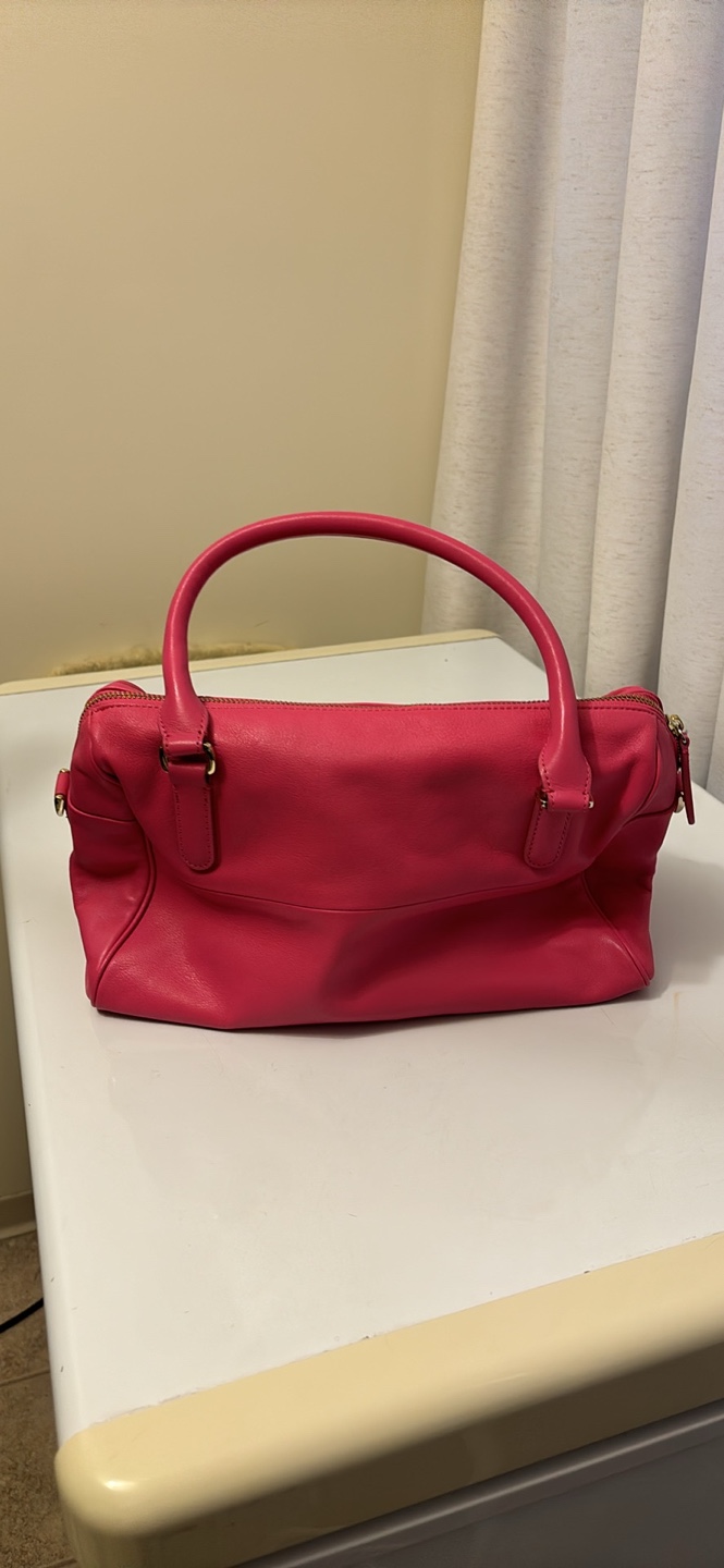 Pink leather satchel handbag - photo 2