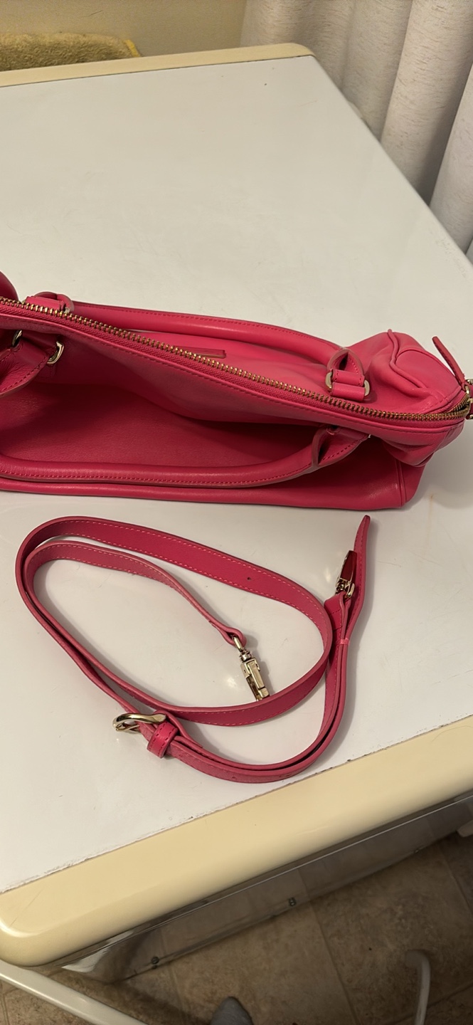 Pink leather satchel handbag - photo 3