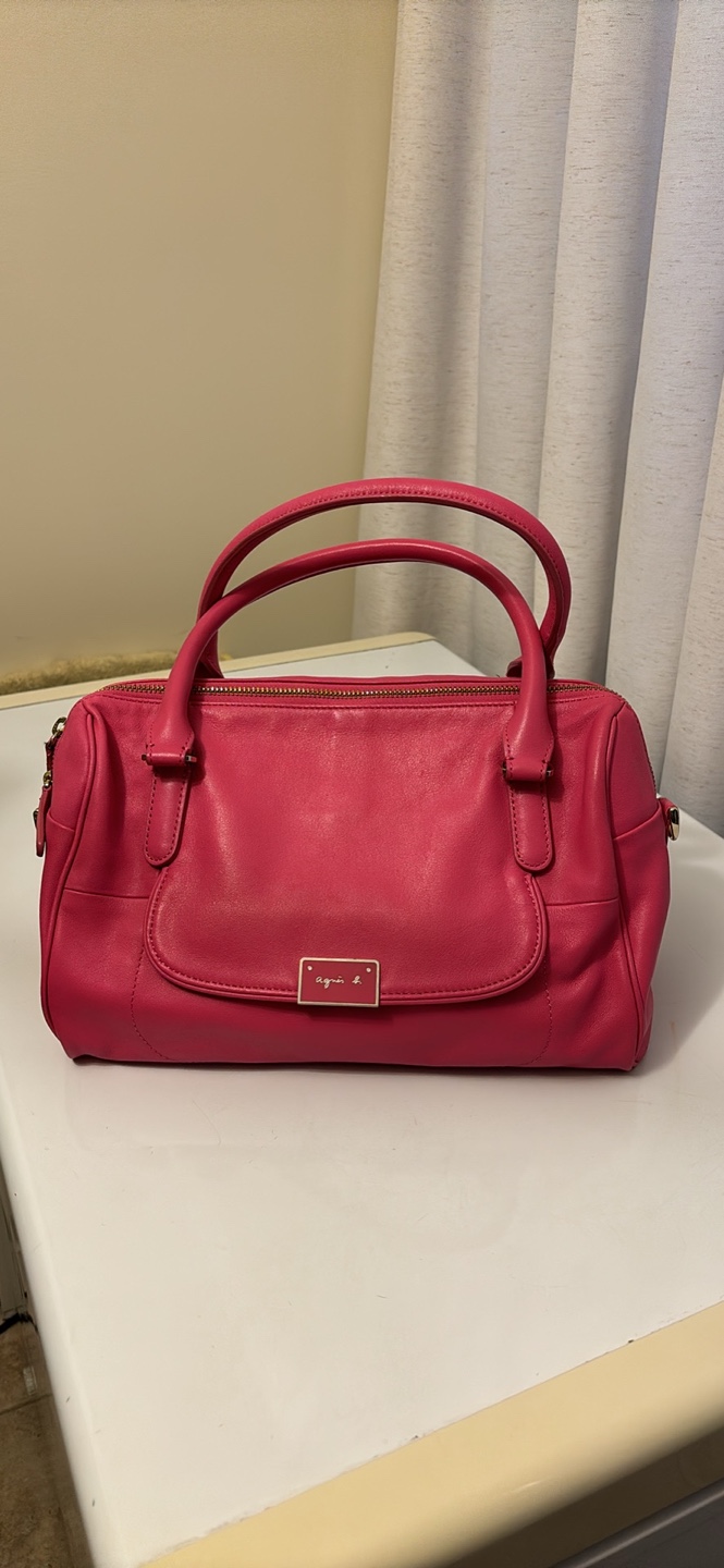 Pink leather satchel handbag