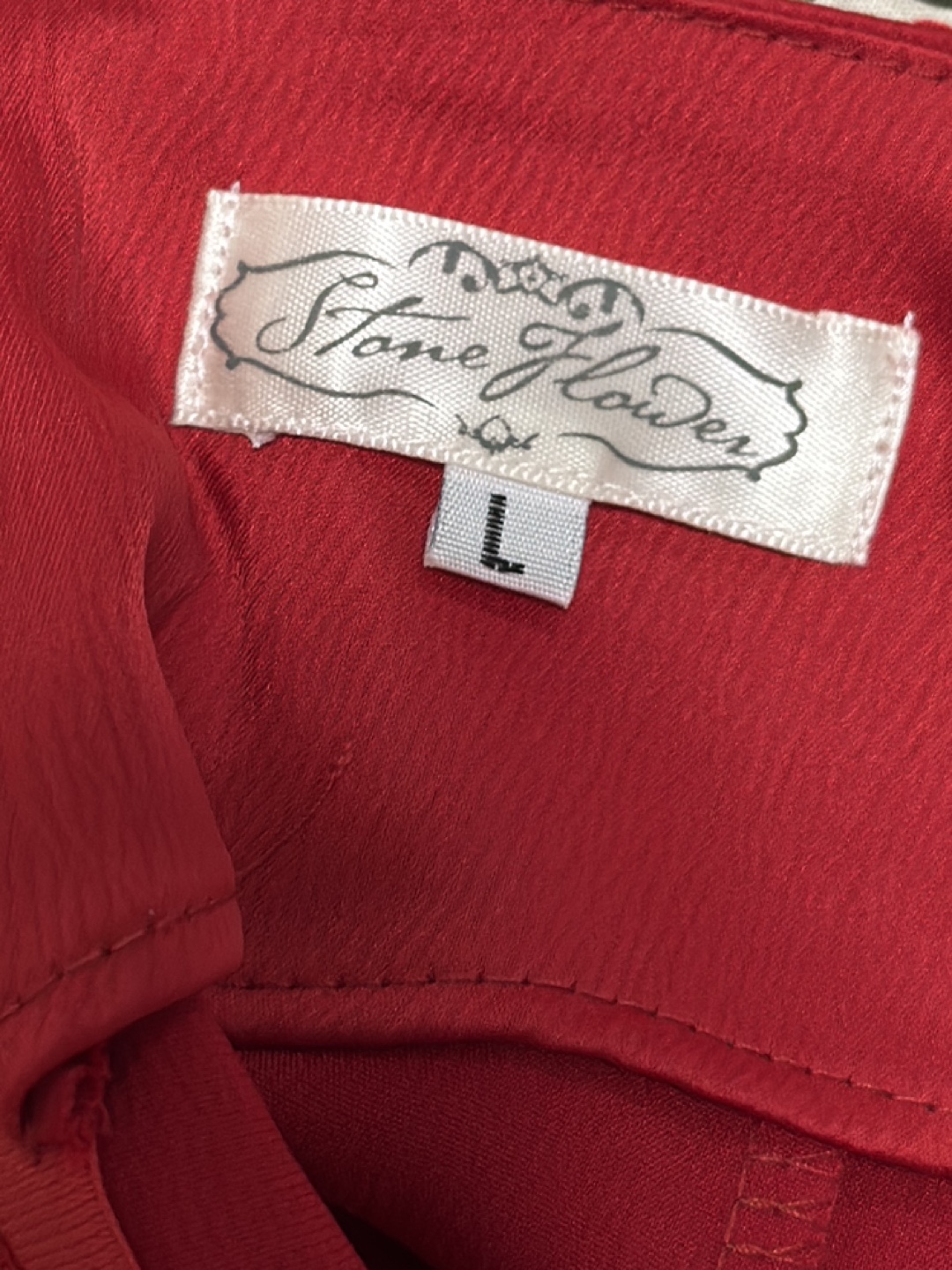 Red Satin Slip Dress with Rhinestone Straps - photo 4