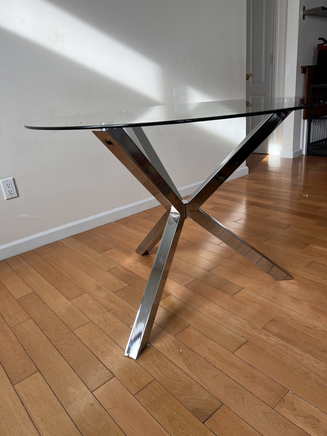 Glass Dining Table with Chrome Base - photo 2