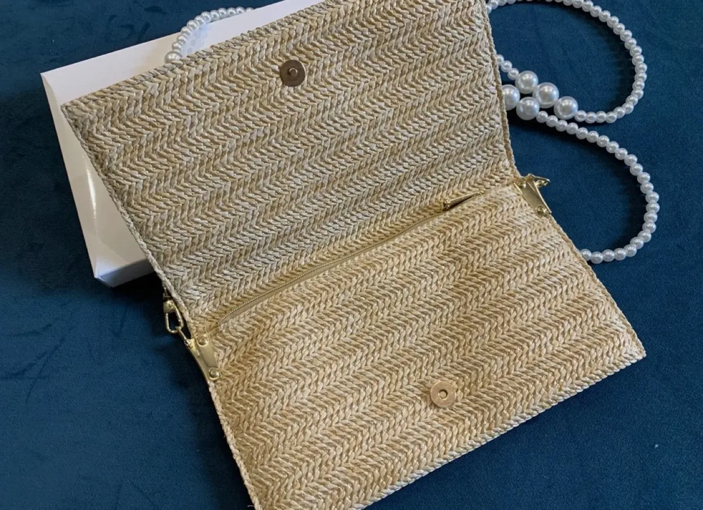 Dior Straw Bag with Pearl Strap image indicator(3)