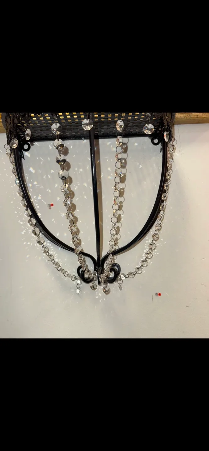 Black Metal Wall Shelf with Crystal Accents image indicator(3)