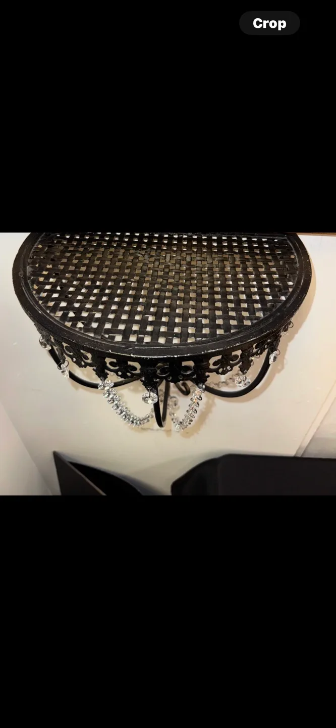 Black Metal Wall Shelf with Crystal Accents image indicator(2)