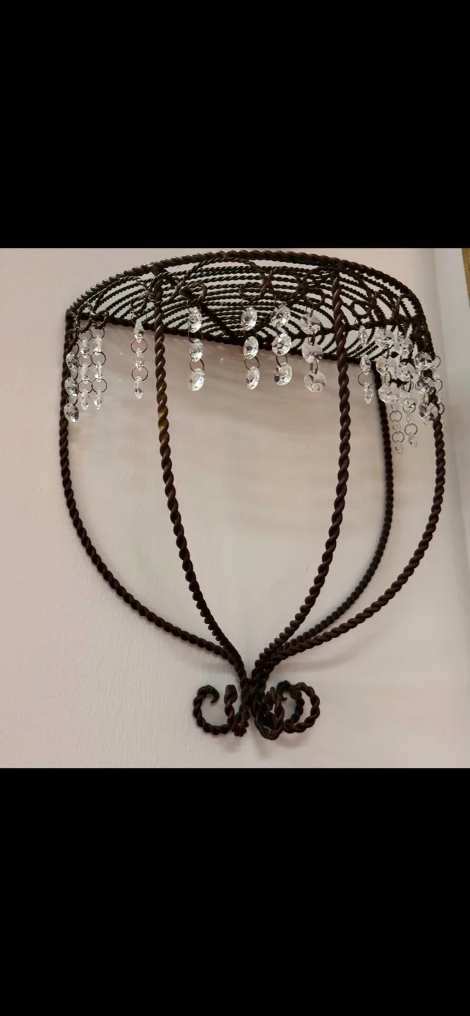 Set of Three Ornate Wire Wall Shelves with Crystal Accents image indicator(3)