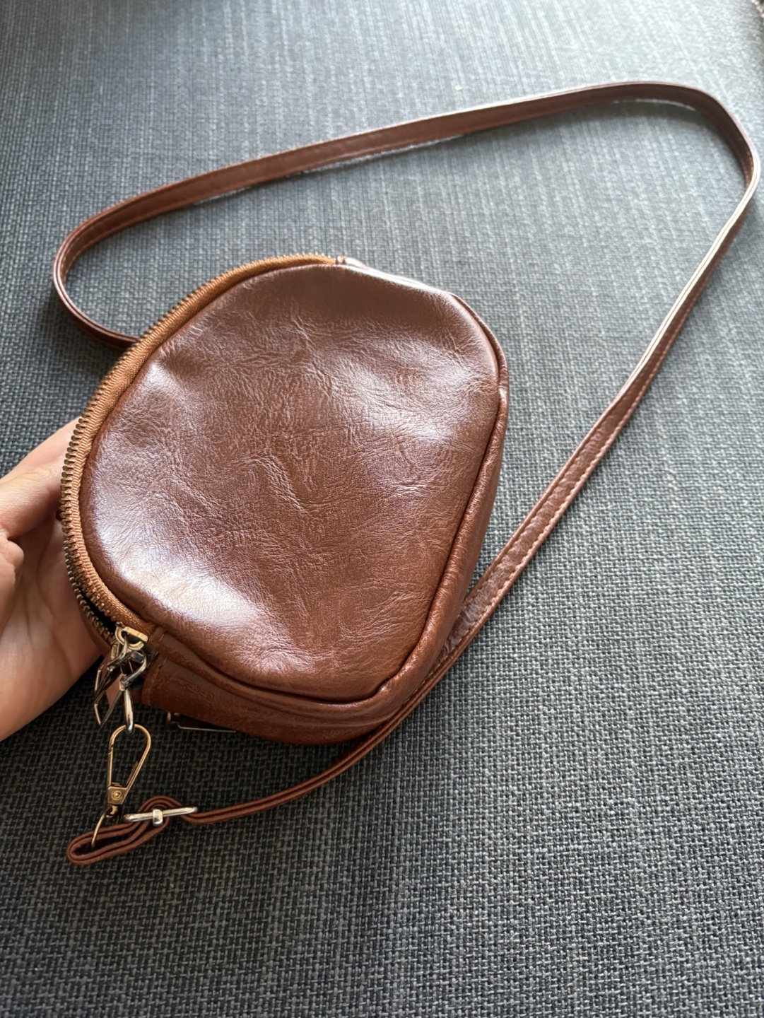 Brown Faux Leather Crossbody Bag - photo 4
