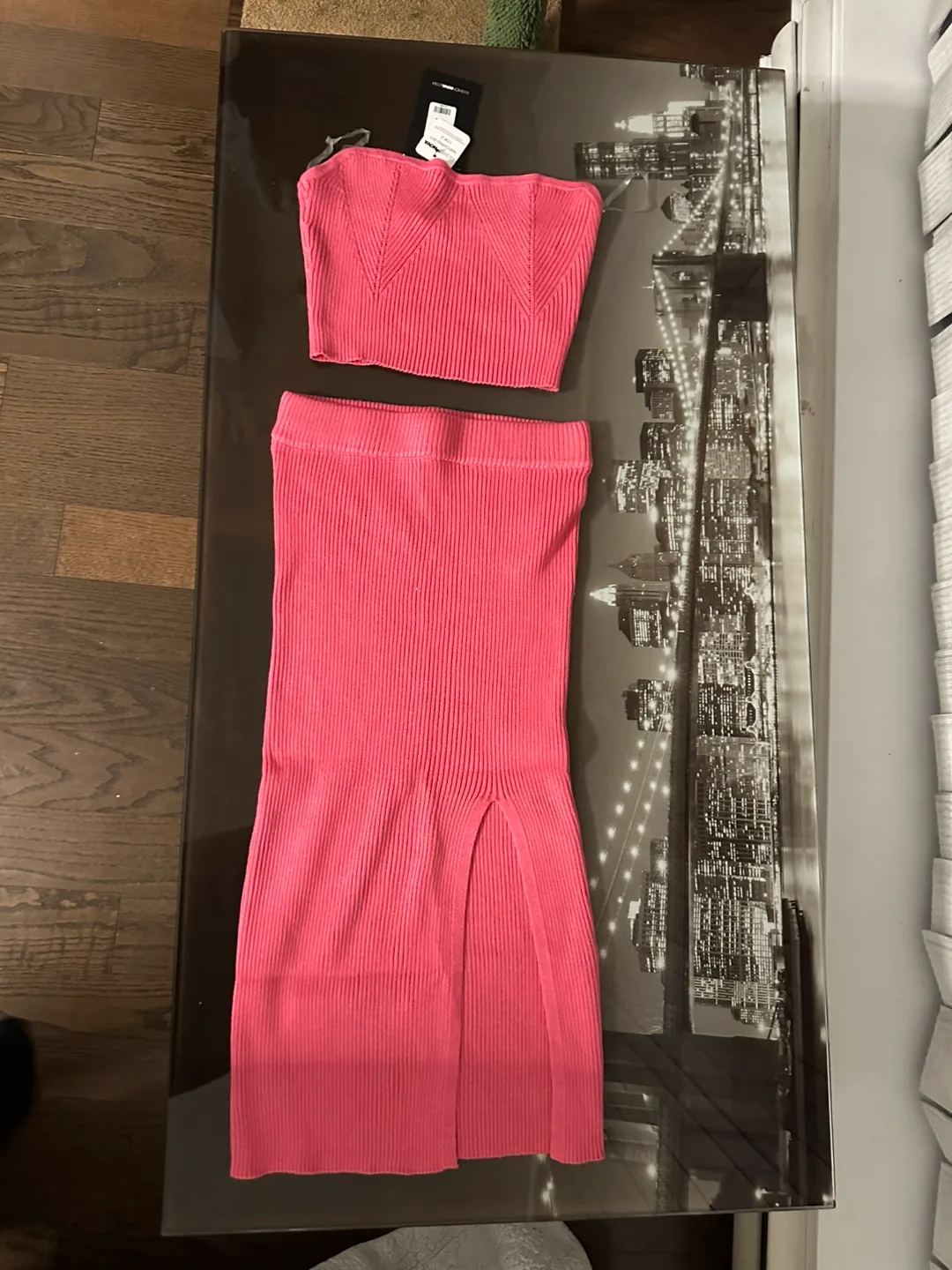 Pink Knit Crop Top and Skirt Set image indicator(2)