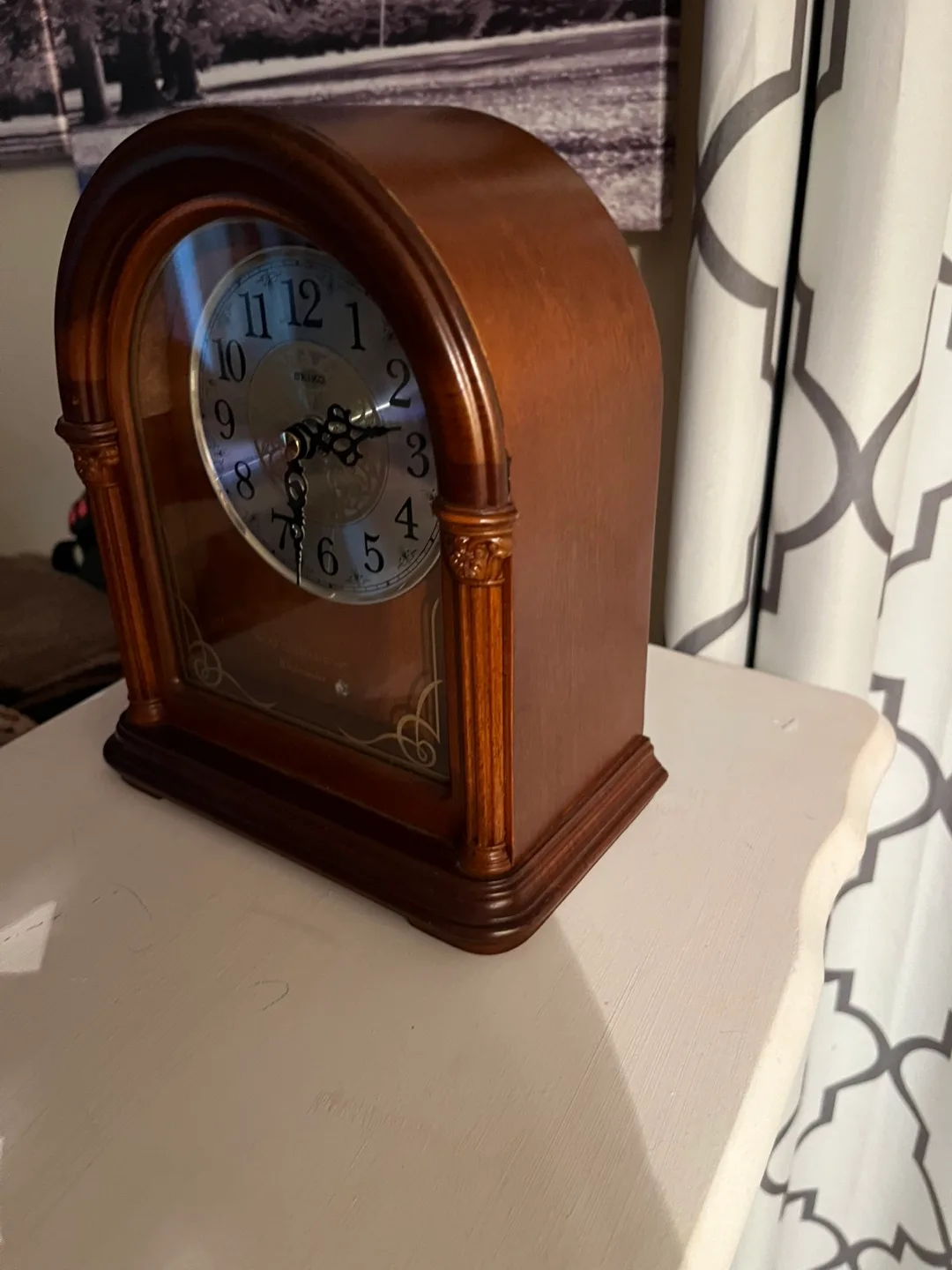 SEIKO Analog Wooden Mantel Clock image indicator(5)