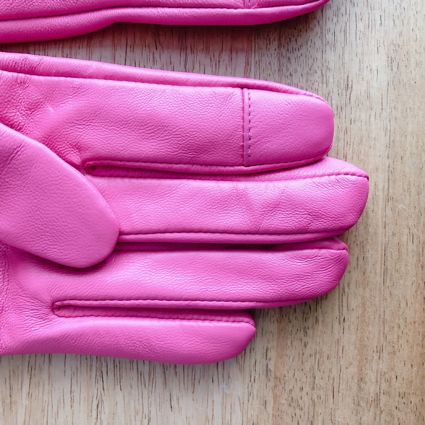 Pink Leather Gloves, Size Large image indicator(4)