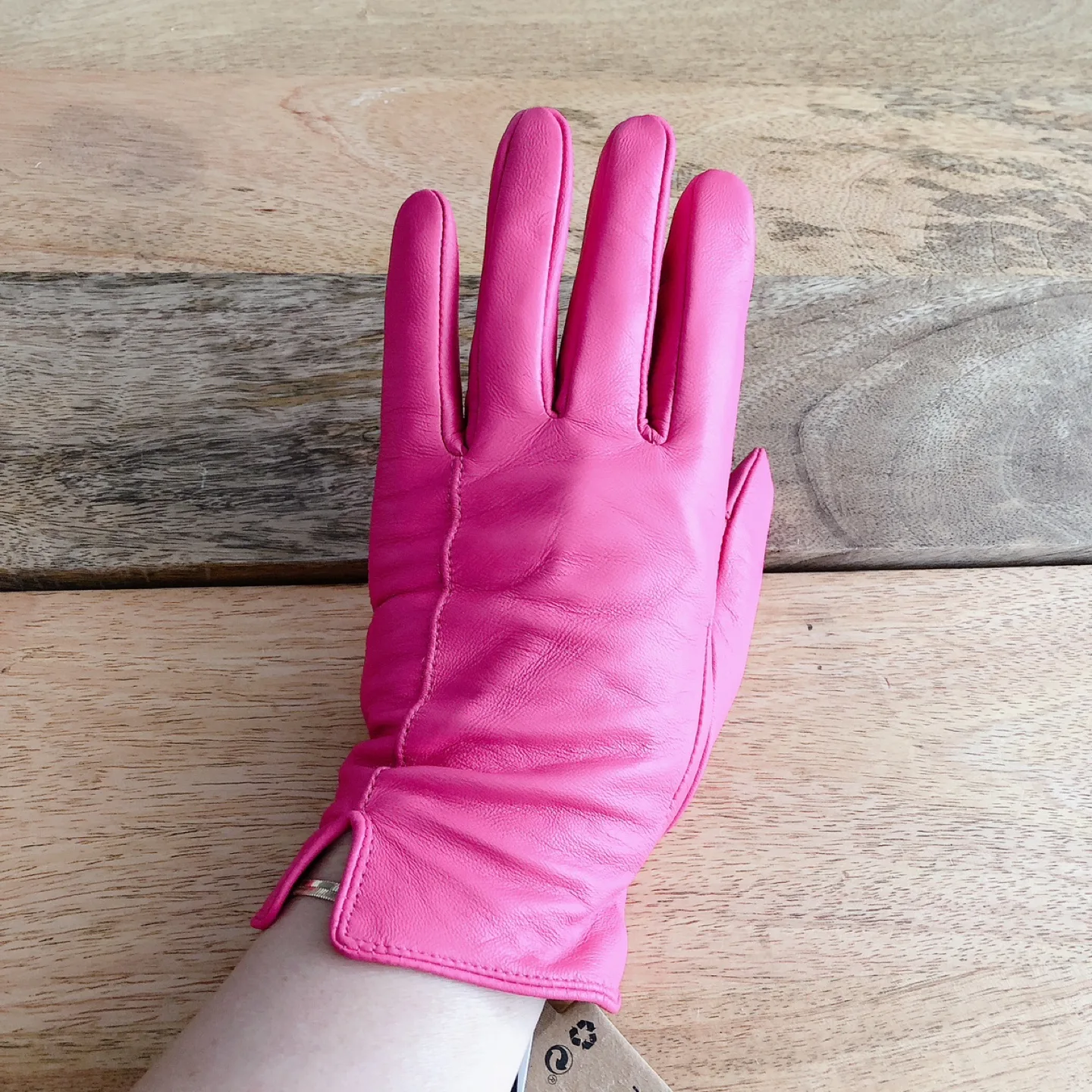 Pink Leather Gloves, Size Large image indicator(8)
