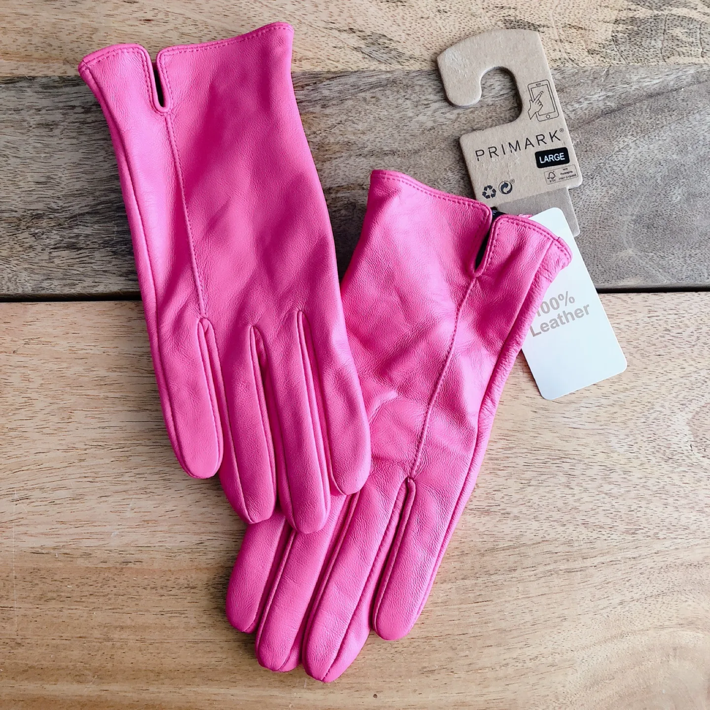 Pink Leather Gloves, Size Large image indicator(2)