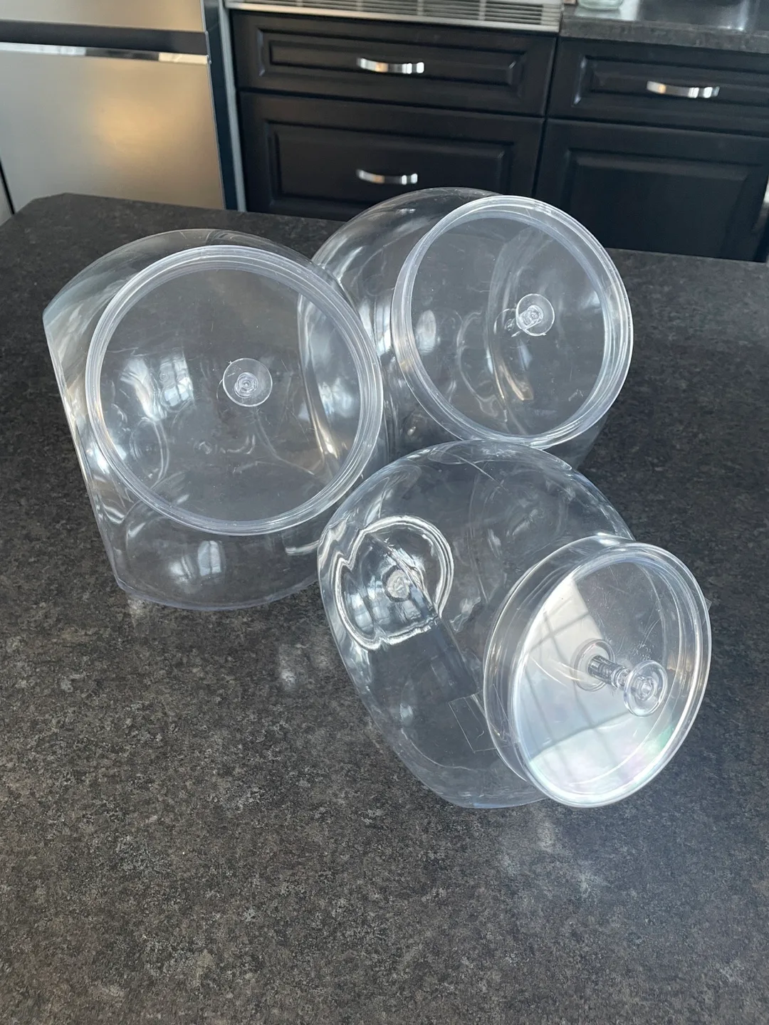Set of 3 Clear Plastic Candy Jars thumbnail