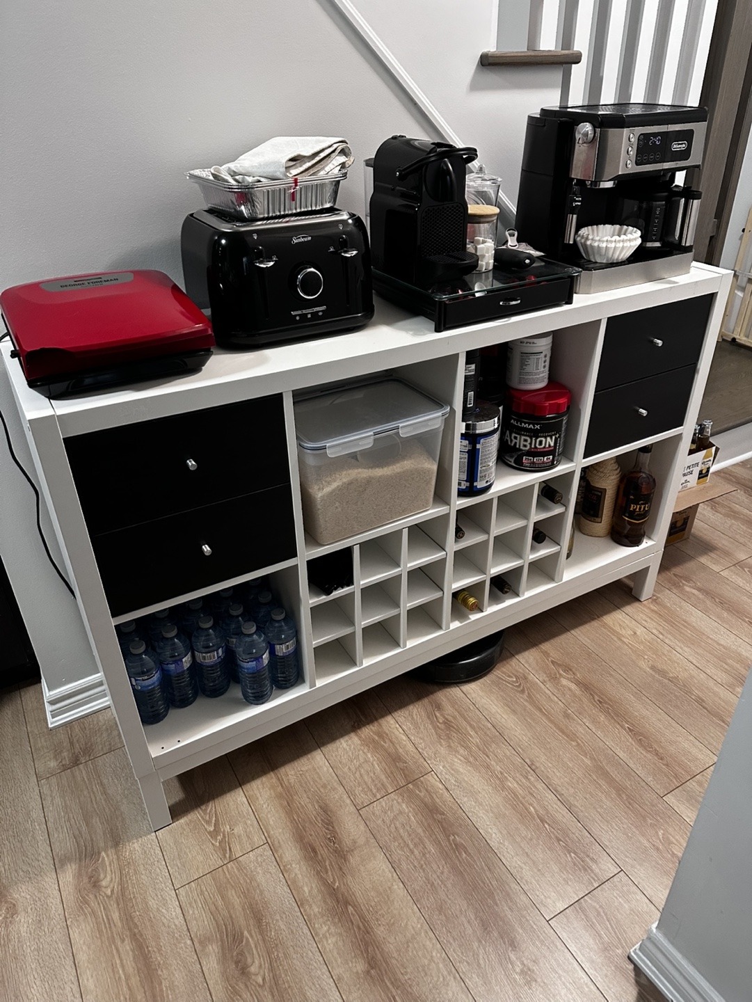 White Kitchen Island with Wine Rack
